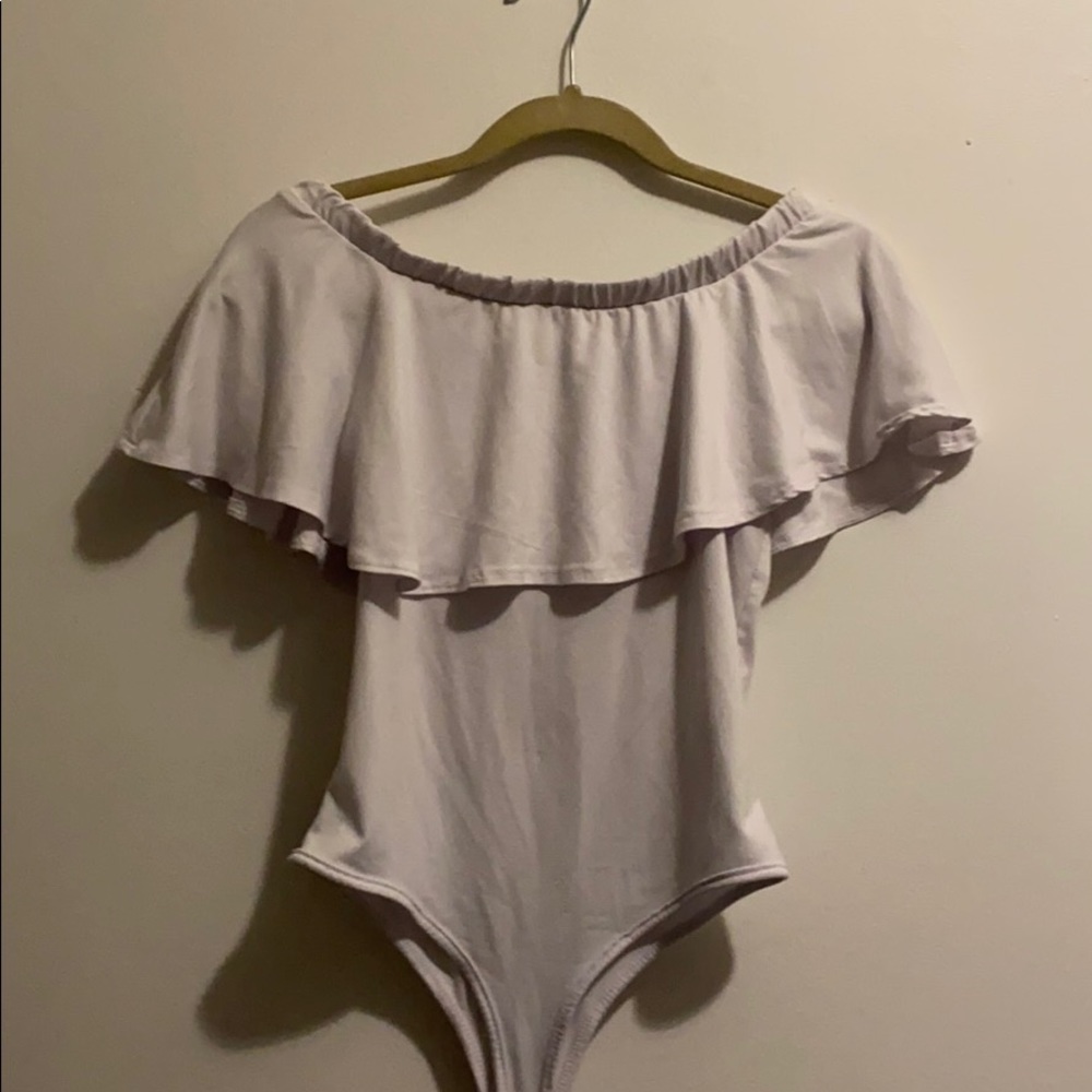 White off the shoulder body suit